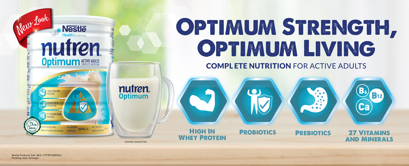 nutren, optimum, muscles, protein, probiotics, immunity